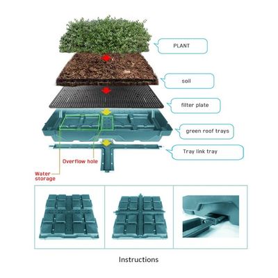Περιβαλλοντικά φιλικό σύστημα Sedum Green Roof Modular Tray για φύτευση λουλουδιών και λαχανικών